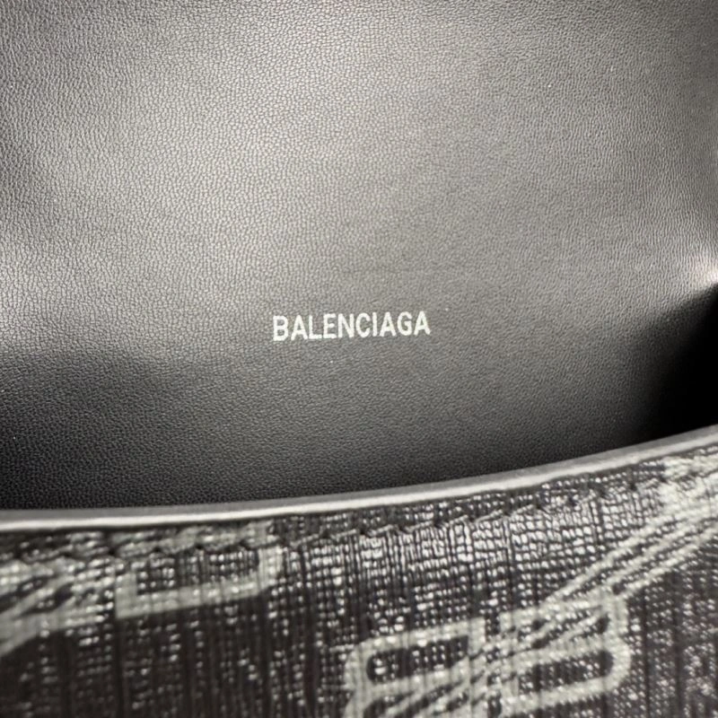 Balenciaga Hourglass XS Moonbag - Black Silver Buckle Breathable 70006