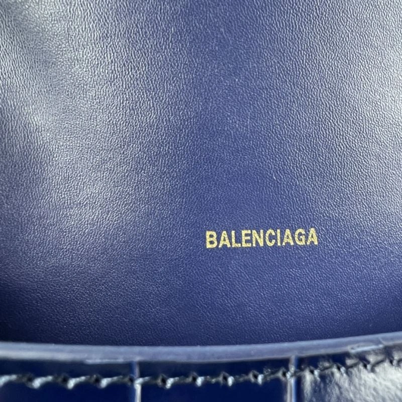 Neat Balenciaga Hourglass XS Royal Blue Crocodile Bag with Gold Buckle 78718