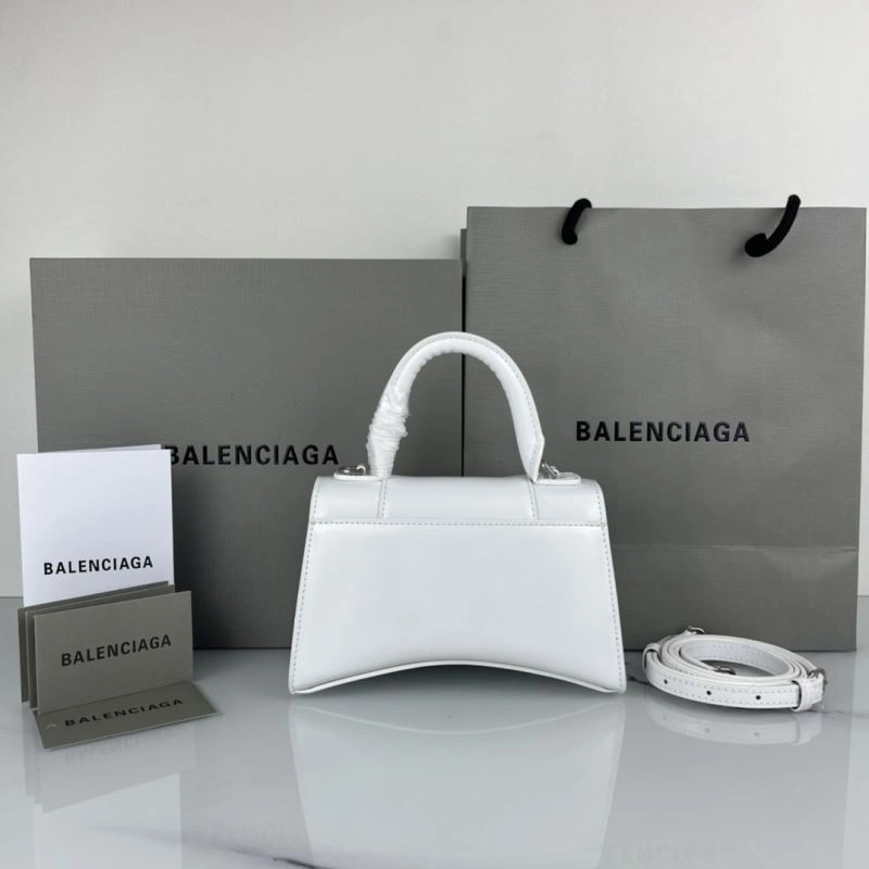 Balenciaga Hourglass XS White Bag with Silver Buckle - Style Efficient 78720