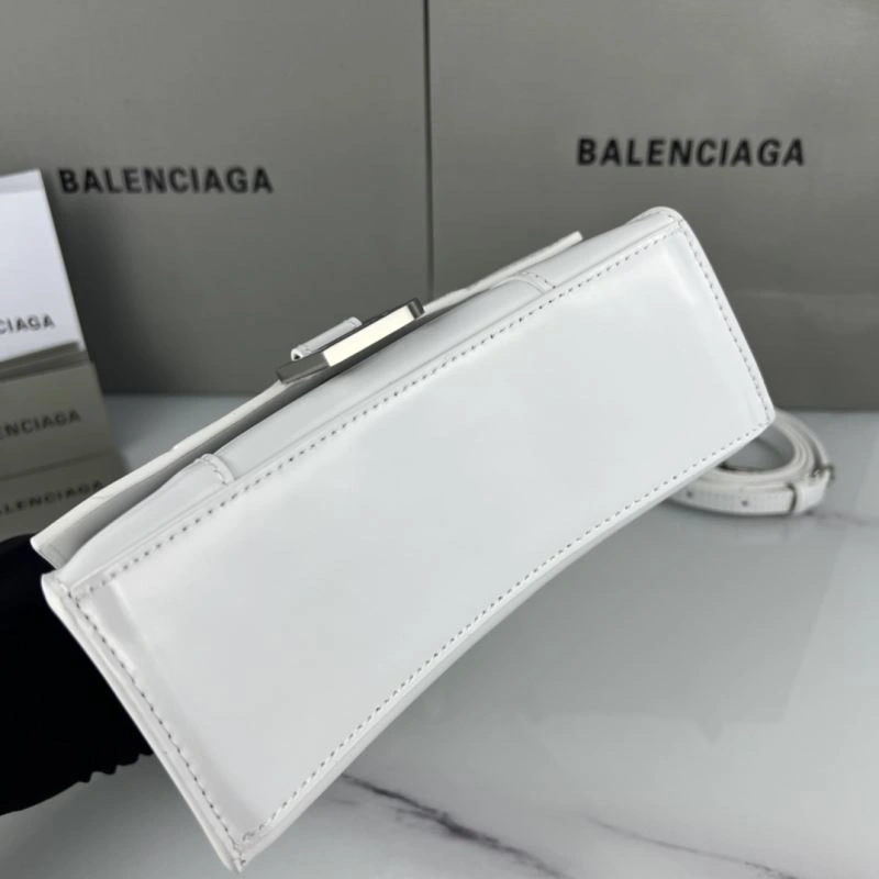 Balenciaga Hourglass XS White Bag with Silver Buckle - Style Efficient 78720