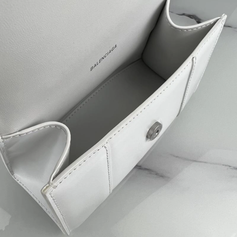 Balenciaga Hourglass XS White Bag with Silver Buckle - Style Efficient 78720