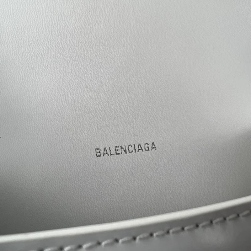 Balenciaga Hourglass XS White Bag with Silver Buckle - Style Efficient 78720