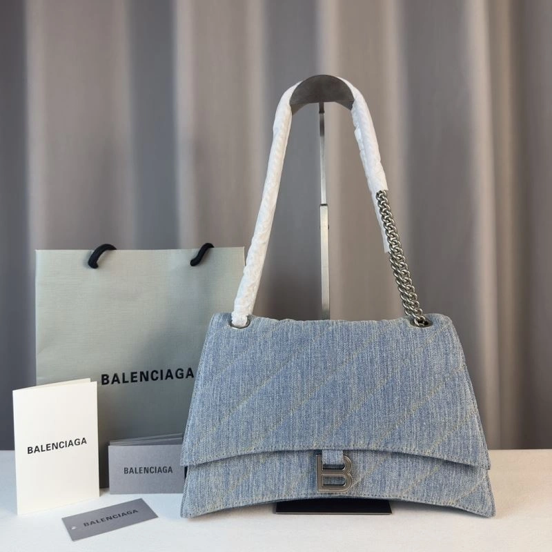 Balenciaga Iconic Arc Quilted Denim Crush Bag with Silver Buckle Premium 75287
