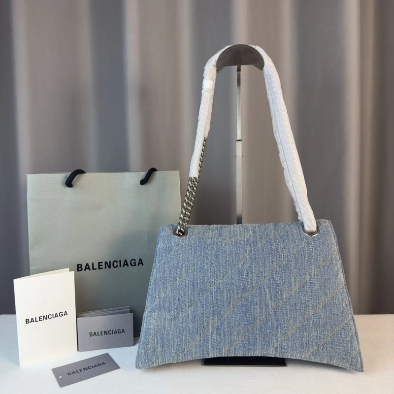 Balenciaga Iconic Arc Quilted Denim Crush Bag with Silver Buckle Premium 75287