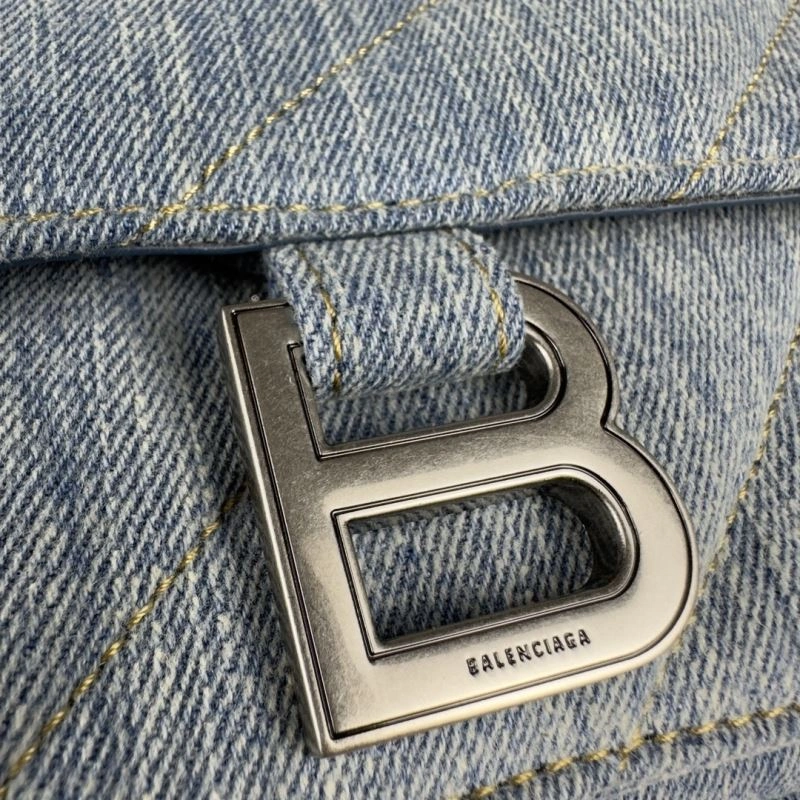 Balenciaga Iconic Arc Quilted Denim Crush Bag with Silver Buckle Premium 75287