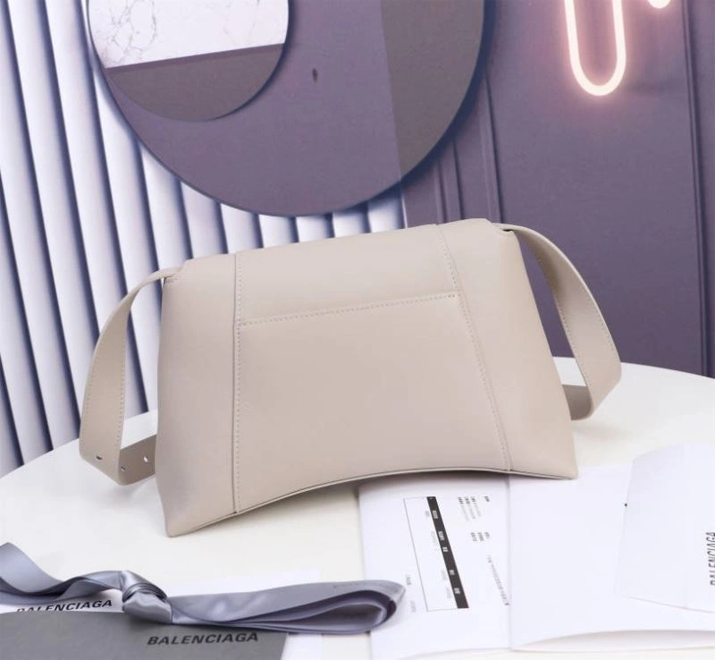 Classic Balenciaga Iconic Hourglass Cowhide Sandglass Bag in Milk Gray 75318