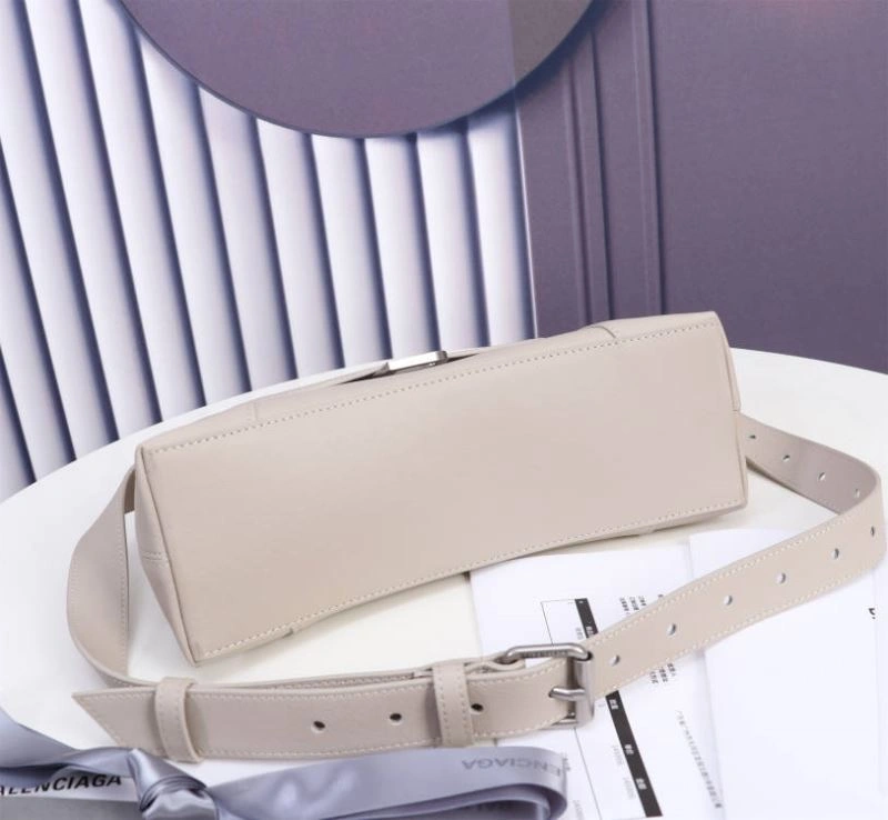 Classic Balenciaga Iconic Hourglass Cowhide Sandglass Bag in Milk Gray 75318