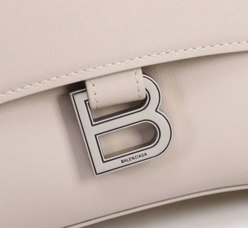 Classic Balenciaga Iconic Hourglass Cowhide Sandglass Bag in Milk Gray 75318
