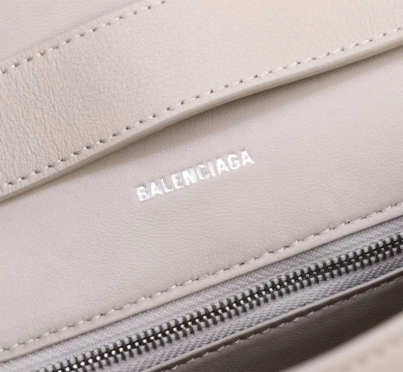 Classic Balenciaga Iconic Hourglass Cowhide Sandglass Bag in Milk Gray 75318