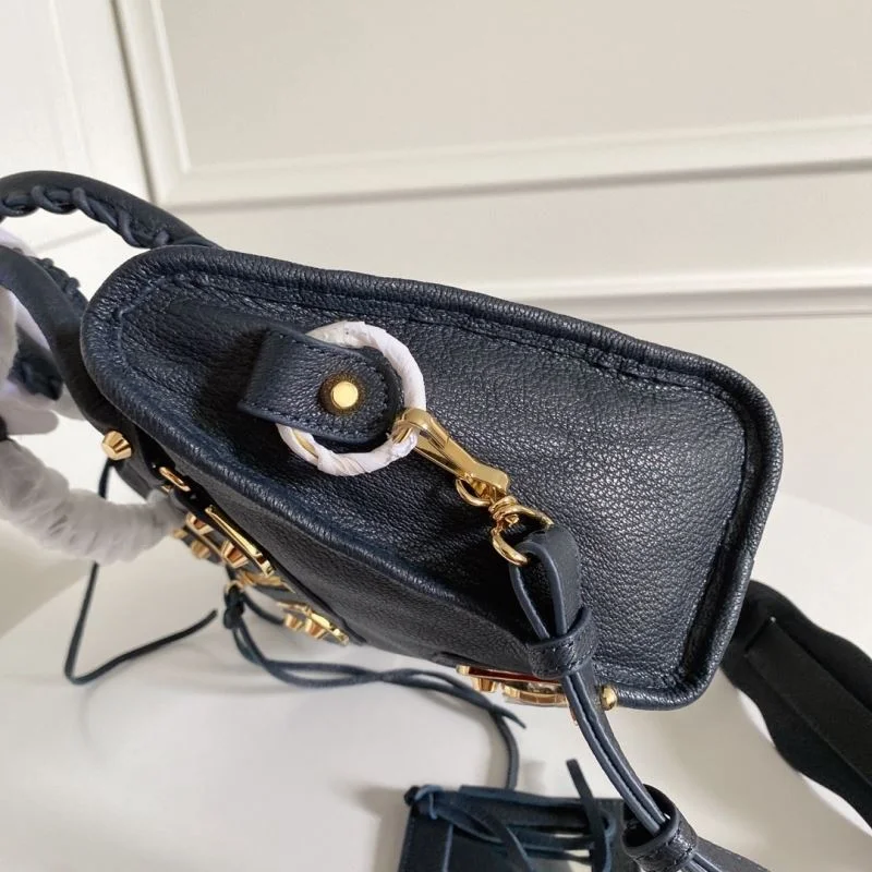 Compact Balenciaga Italian Goat Leather Motorcycle Bag - Royal Blue with Gold Buckle 38298