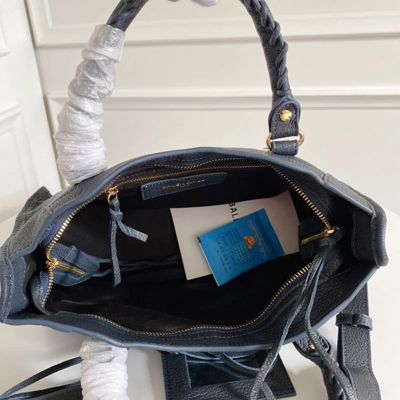 Compact Balenciaga Italian Goat Leather Motorcycle Bag - Royal Blue with Gold Buckle 38298