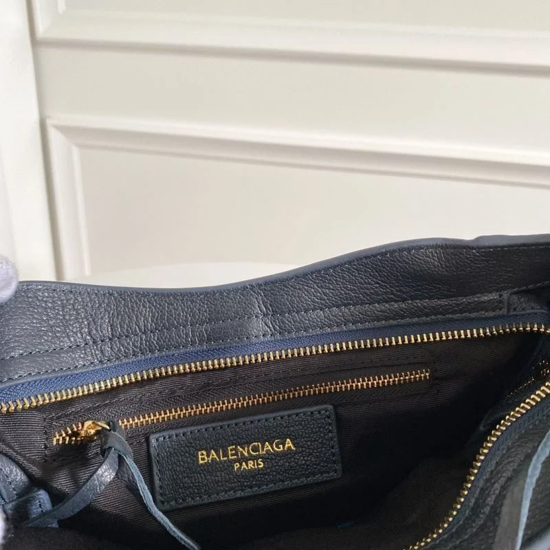 Compact Balenciaga Italian Goat Leather Motorcycle Bag - Royal Blue with Gold Buckle 38298