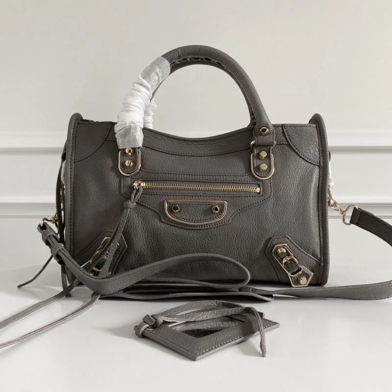 Balenciaga Italian Goat Leather Motorcycle Bag with Gold Studs Minimalist 38321