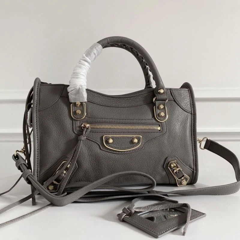 Balenciaga Italian Goat Leather Motorcycle Bag with Gold Studs Minimalist 38321