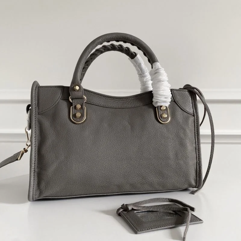 Balenciaga Italian Goat Leather Motorcycle Bag with Gold Studs Minimalist 38321