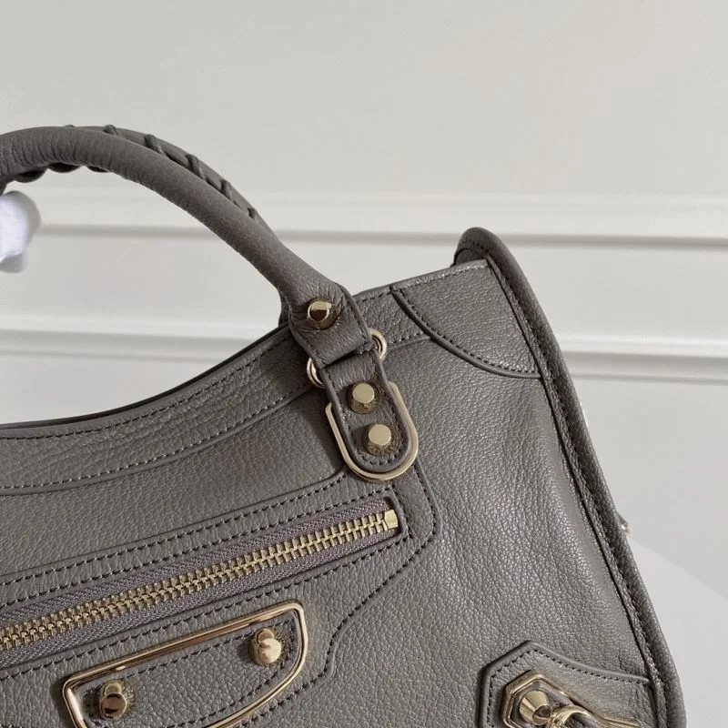 Balenciaga Italian Goat Leather Motorcycle Bag with Gold Studs Minimalist 38321