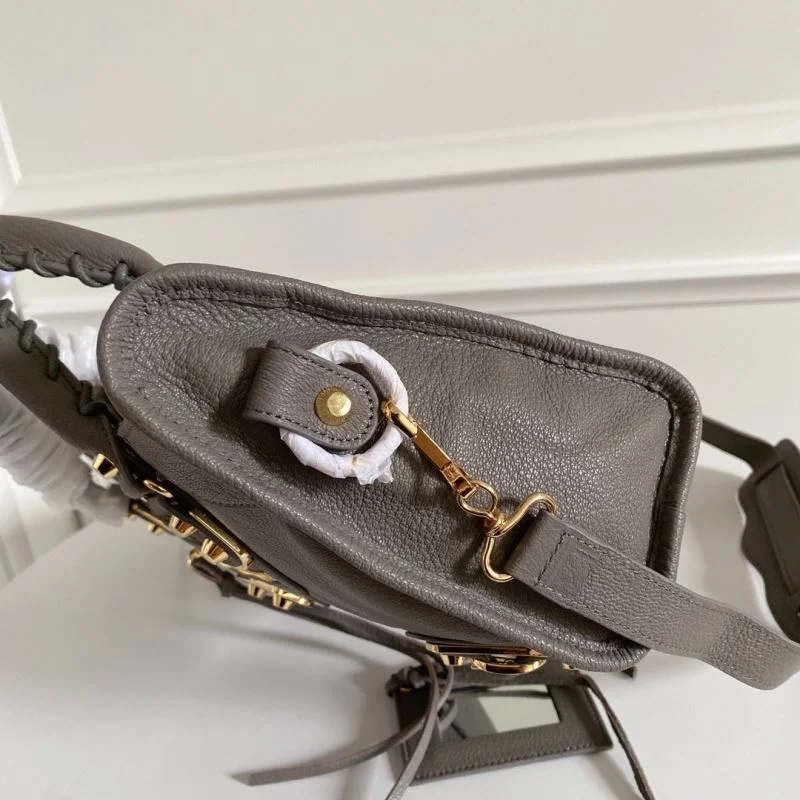Balenciaga Italian Goat Leather Motorcycle Bag with Gold Studs Minimalist 38321