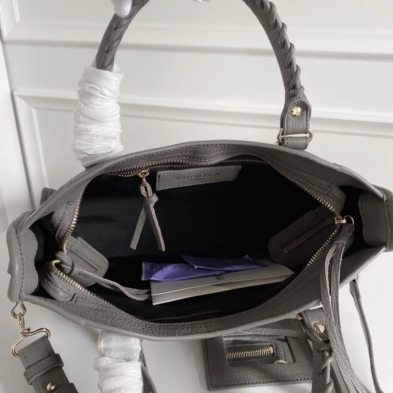 Balenciaga Italian Goat Leather Motorcycle Bag with Gold Studs Minimalist 38321