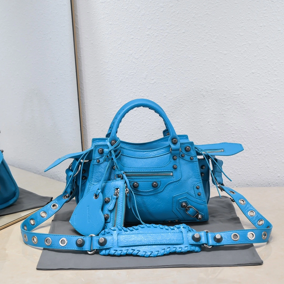 Balenciaga Lake Blue Neo Cagole Motorcycle Bag with Mirror NewStyle 61004