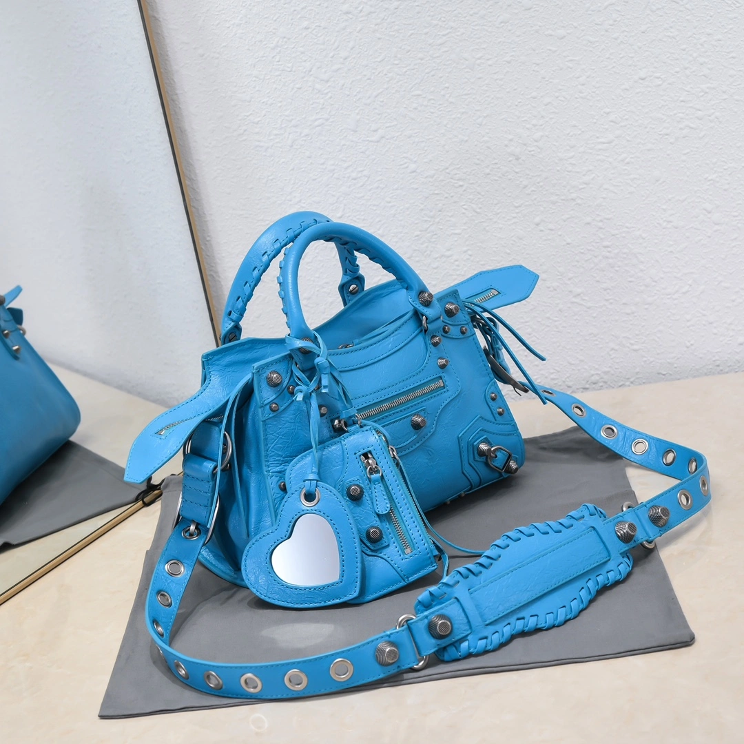 Balenciaga Lake Blue Neo Cagole Motorcycle Bag with Mirror NewStyle 61004