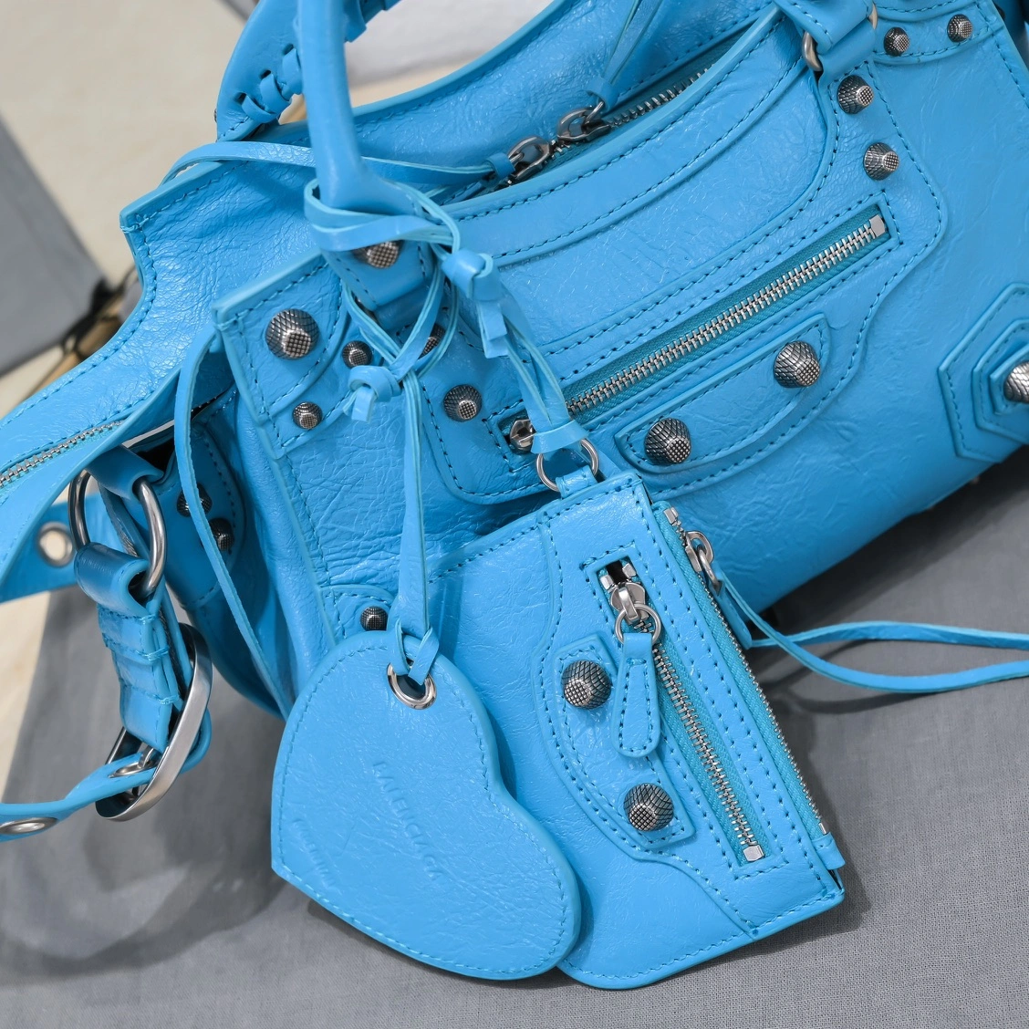 Balenciaga Lake Blue Neo Cagole Motorcycle Bag with Mirror NewStyle 61004