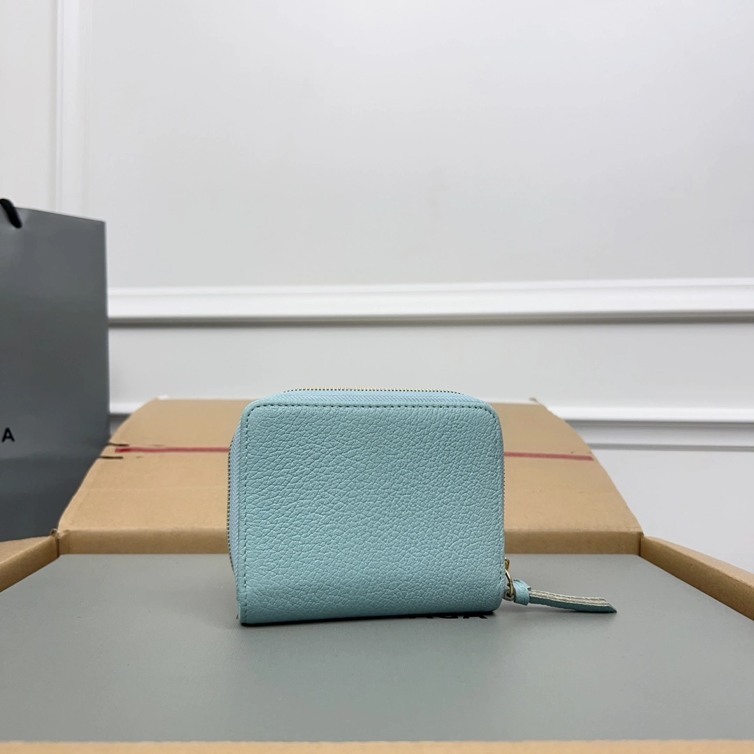 SmoothTexture Balenciaga Lake Green Retro Goat Leather  Wallet 60838