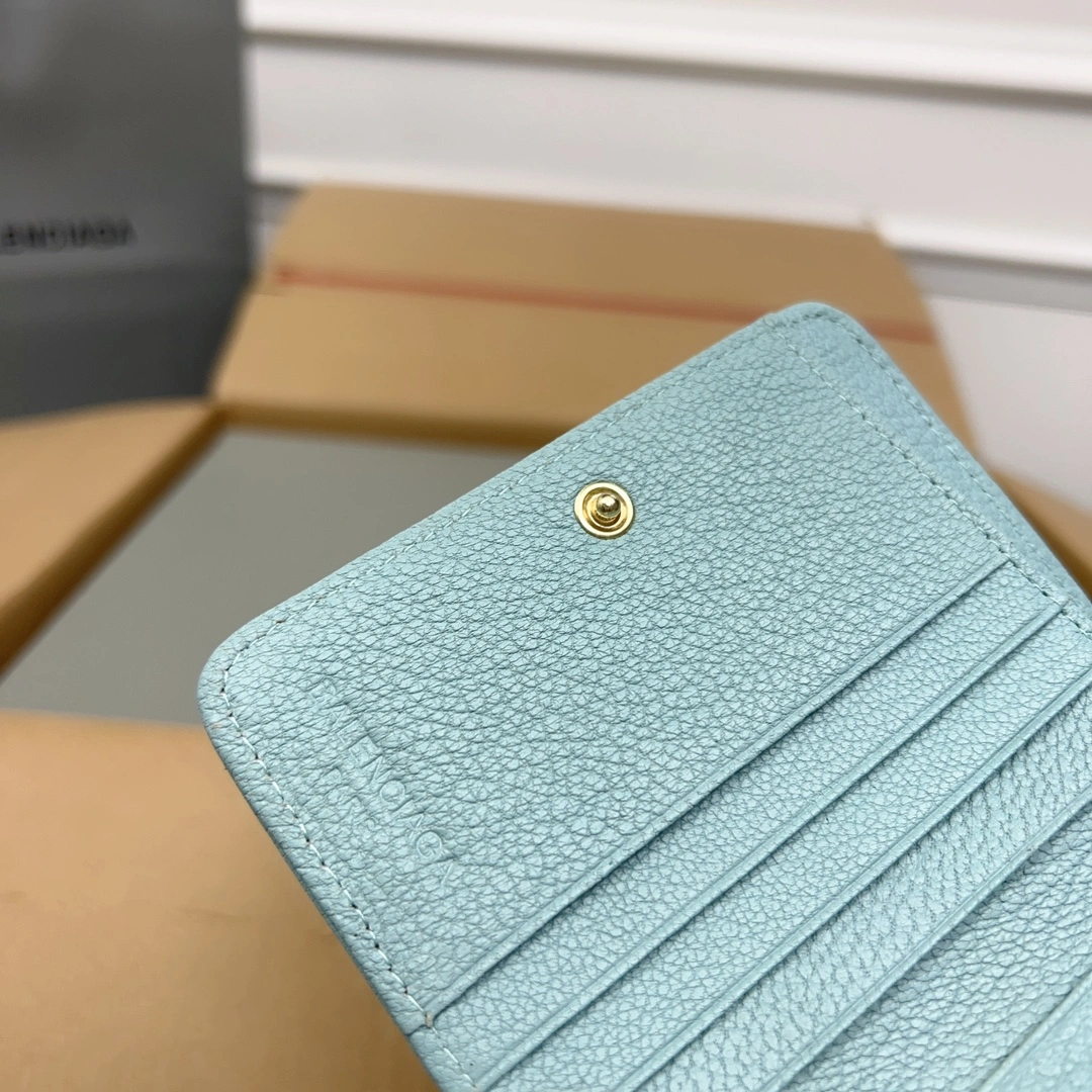 SmoothTexture Balenciaga Lake Green Retro Goat Leather  Wallet 60838