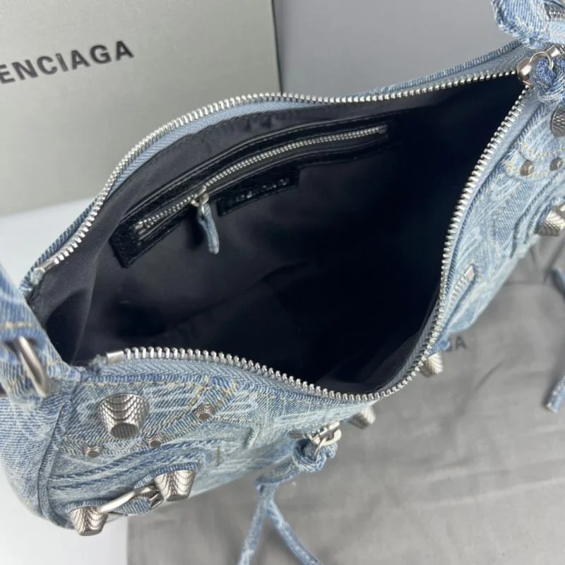 Balenciaga Le Cagole Blue Denim Half-Moon Shoulder Bag Chic 38380