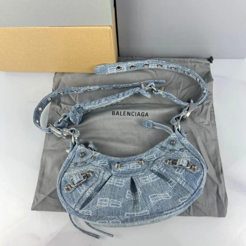 Balenciaga Le Cagole  Denim Half-Moon Bag TravelReady 38396
