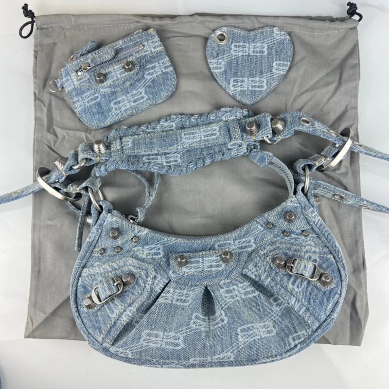 Balenciaga Le Cagole  Denim Half-Moon Bag TravelReady 38396