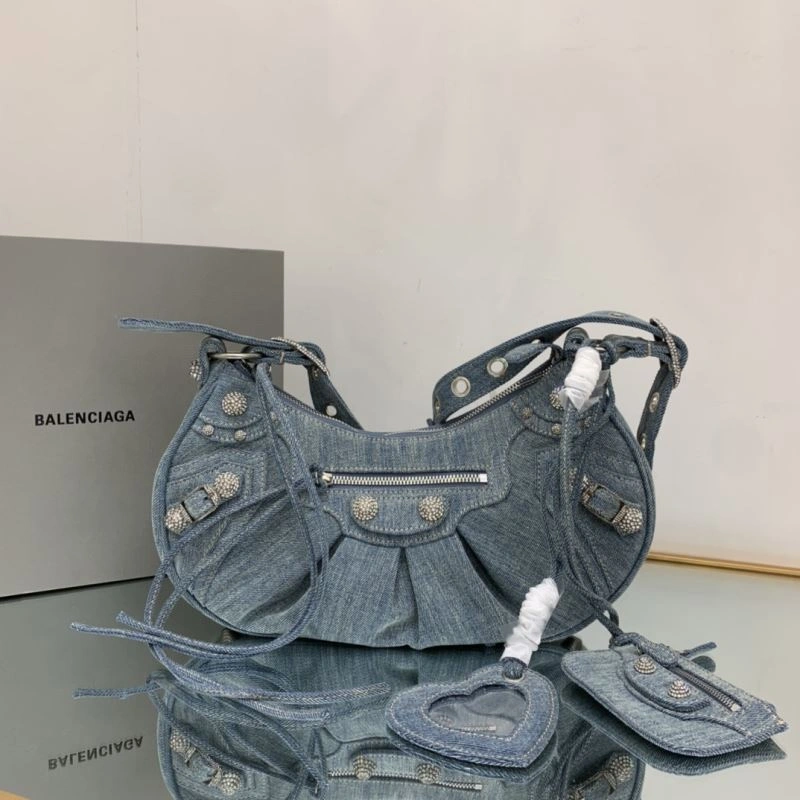 SportInspired Balenciaga Le Cagole Crescent Denim Dumpling Bag - Size S 78835