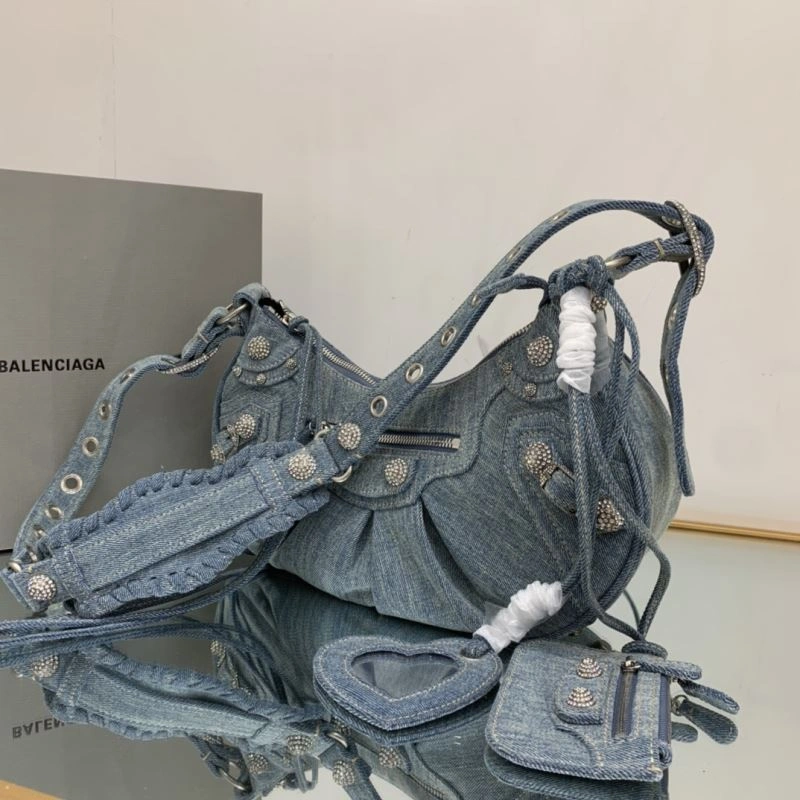 SportInspired Balenciaga Le Cagole Crescent Denim Dumpling Bag - Size S 78835