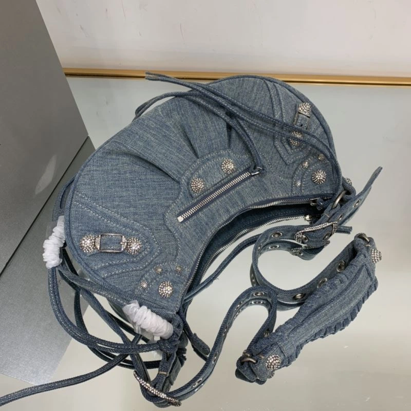 SportInspired Balenciaga Le Cagole Crescent Denim Dumpling Bag - Size S 78835