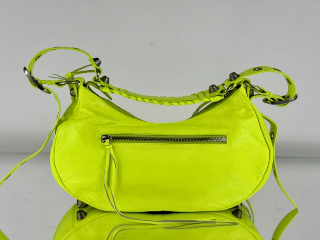 Colorful Balenciaga Le Cagole Crescent Dumpling Bag in Fluorescent Green 61072