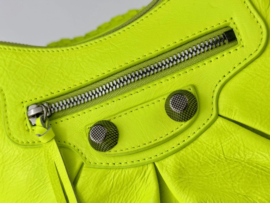 Colorful Balenciaga Le Cagole Crescent Dumpling Bag in Fluorescent Green 61072