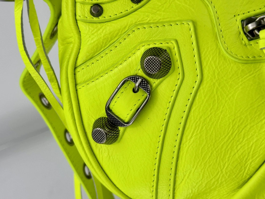 Colorful Balenciaga Le Cagole Crescent Dumpling Bag in Fluorescent Green 61072
