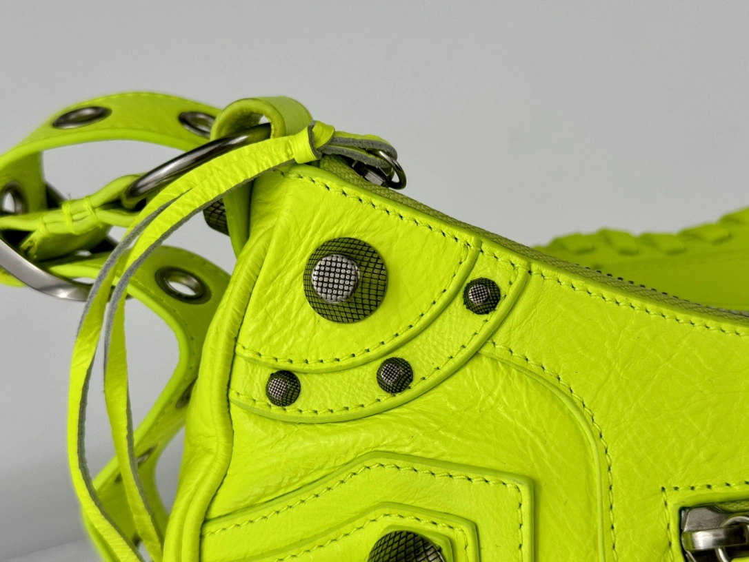 Colorful Balenciaga Le Cagole Crescent Dumpling Bag in Fluorescent Green 61072