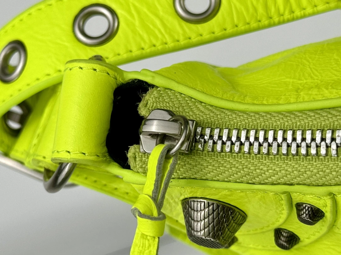 Colorful Balenciaga Le Cagole Crescent Dumpling Bag in Fluorescent Green 61072