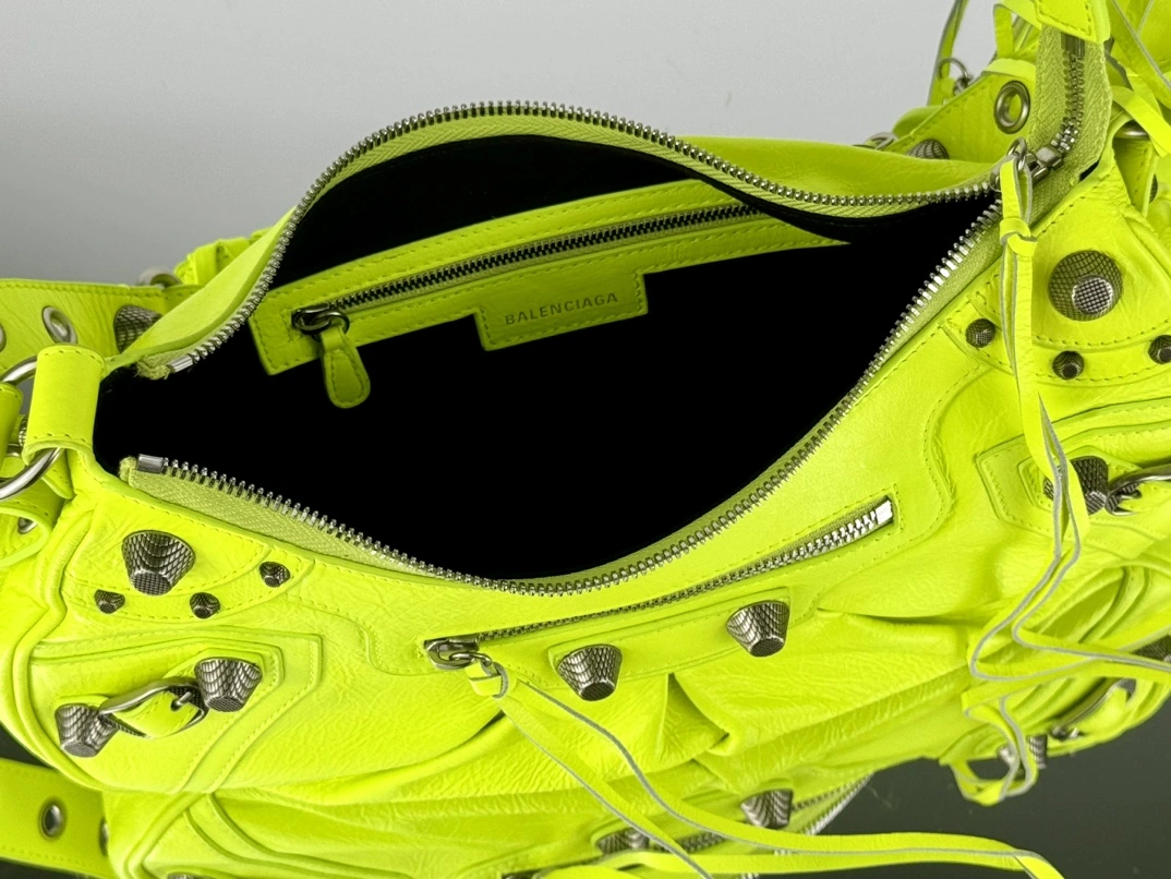 Colorful Balenciaga Le Cagole Crescent Dumpling Bag in Fluorescent Green 61072