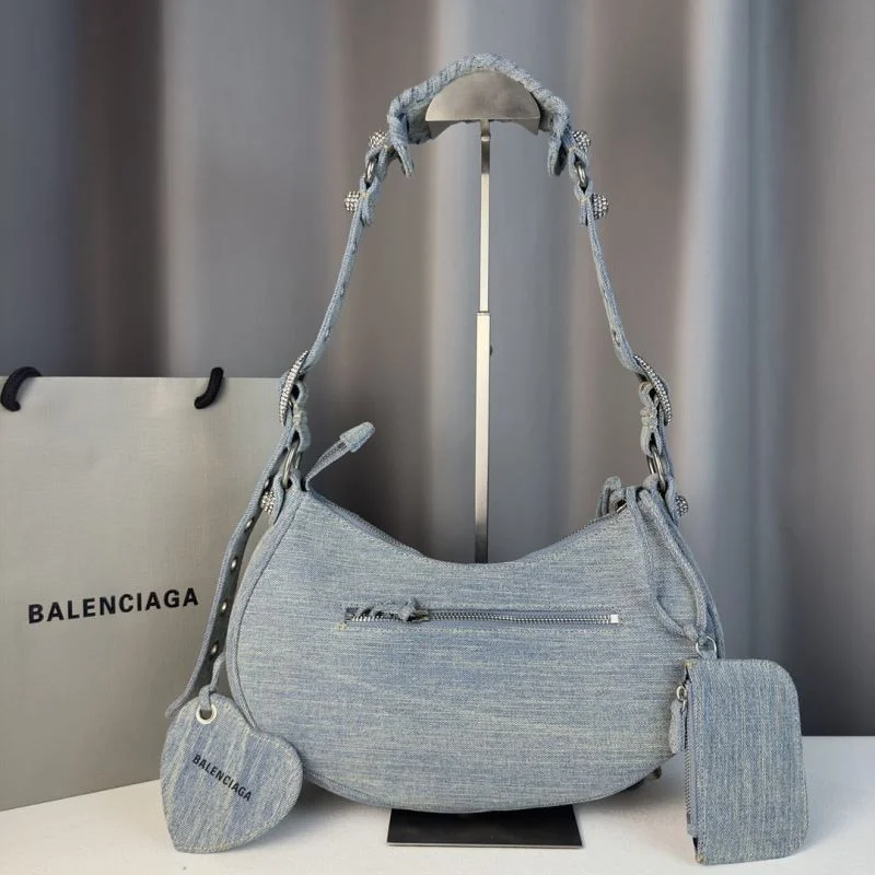 Attractive Balenciaga Le Cagole Denim Half-Moon Shoulder Bag 38382