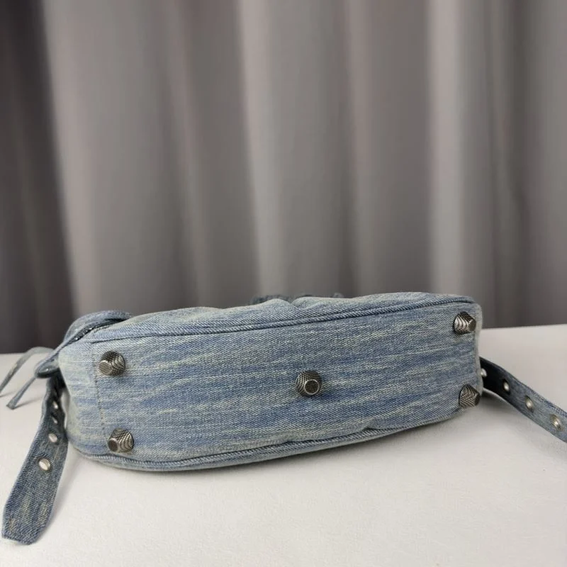 Attractive Balenciaga Le Cagole Denim Half-Moon Shoulder Bag 38382