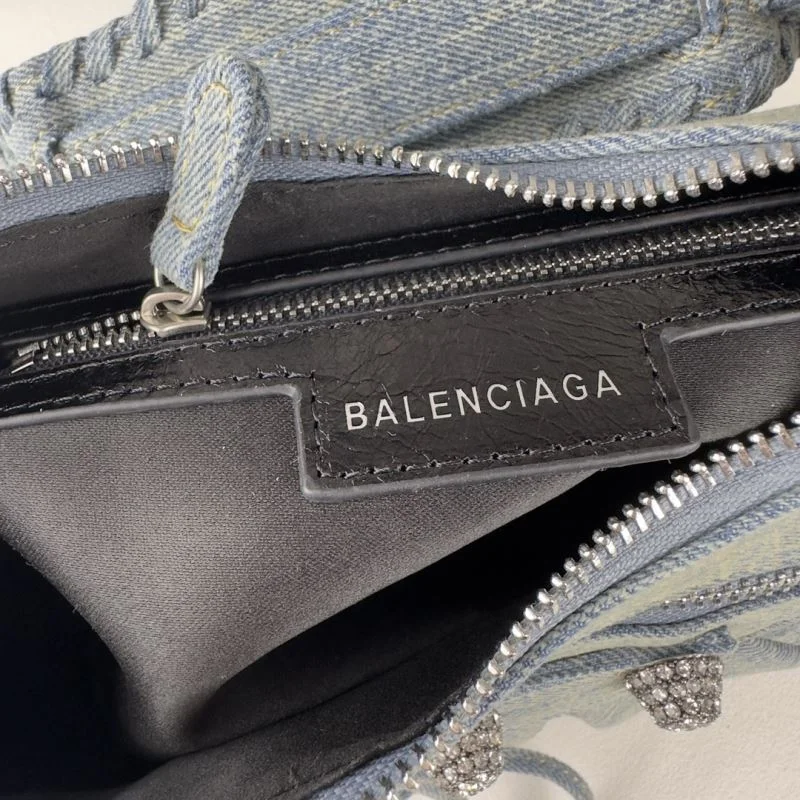 Attractive Balenciaga Le Cagole Denim Half-Moon Shoulder Bag 38382