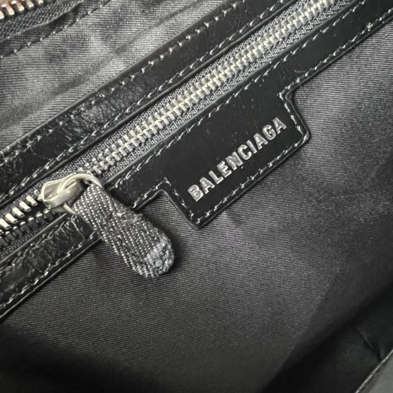Seasonal Balenciaga Le Cagole Denim Print Crescent Bag with Mirror Pouch 78827