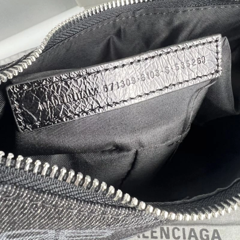 Balenciaga Le Cagole Denim Print Crescent Bag with Mirror Pouch Affordable 78800
