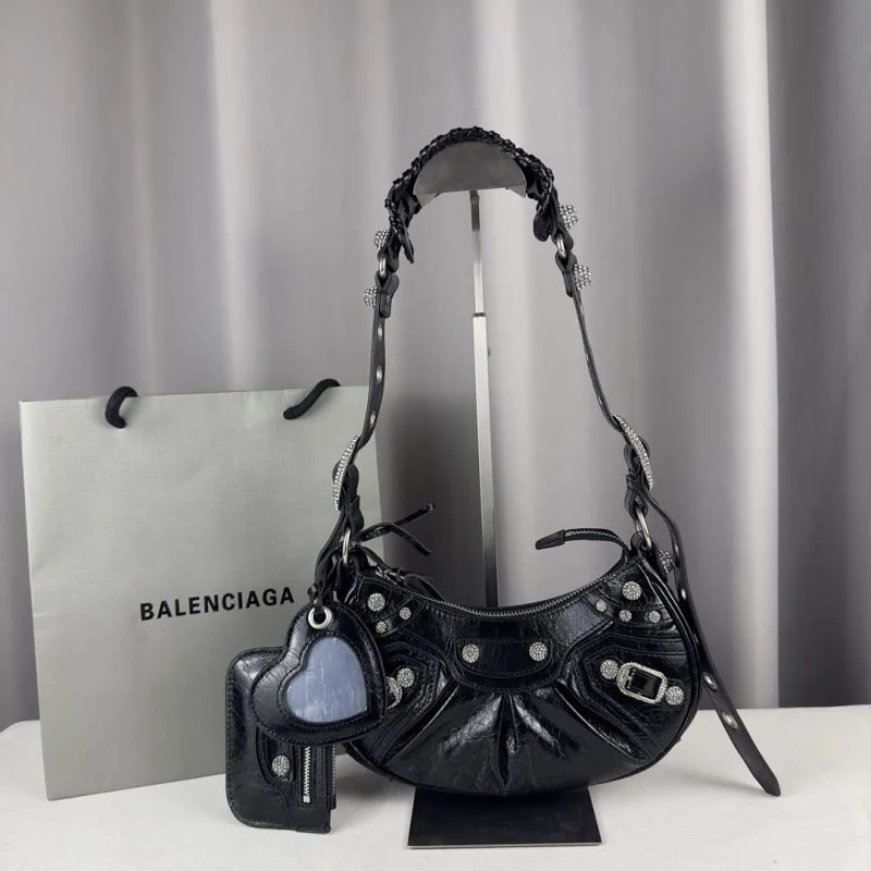 TimelessDesign Balenciaga Le Cagole Diamond-Studded Half-Moon Bag 38395