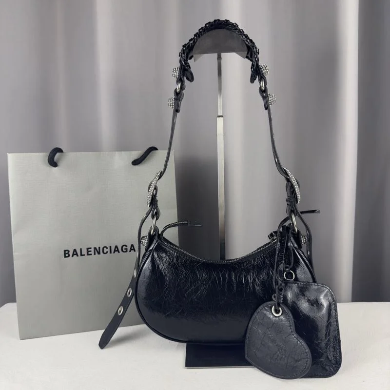 TimelessDesign Balenciaga Le Cagole Diamond-Studded Half-Moon Bag 38395