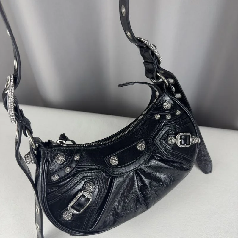 TimelessDesign Balenciaga Le Cagole Diamond-Studded Half-Moon Bag 38395