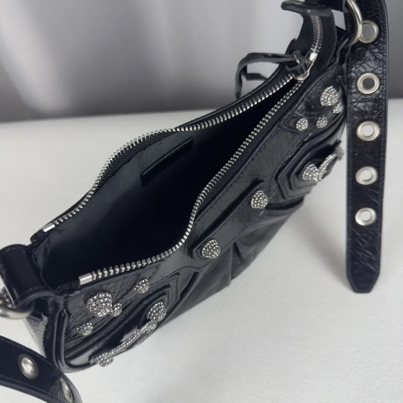 TimelessDesign Balenciaga Le Cagole Diamond-Studded Half-Moon Bag 38395