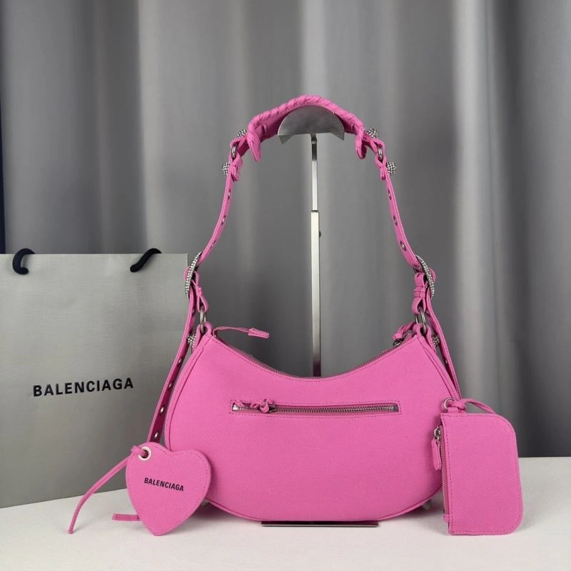Premium Balenciaga Le Cagole Diamond-Studded Pink Denim Crossbody Bag 78382