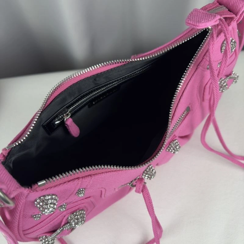 Premium Balenciaga Le Cagole Diamond-Studded Pink Denim Crossbody Bag 78382